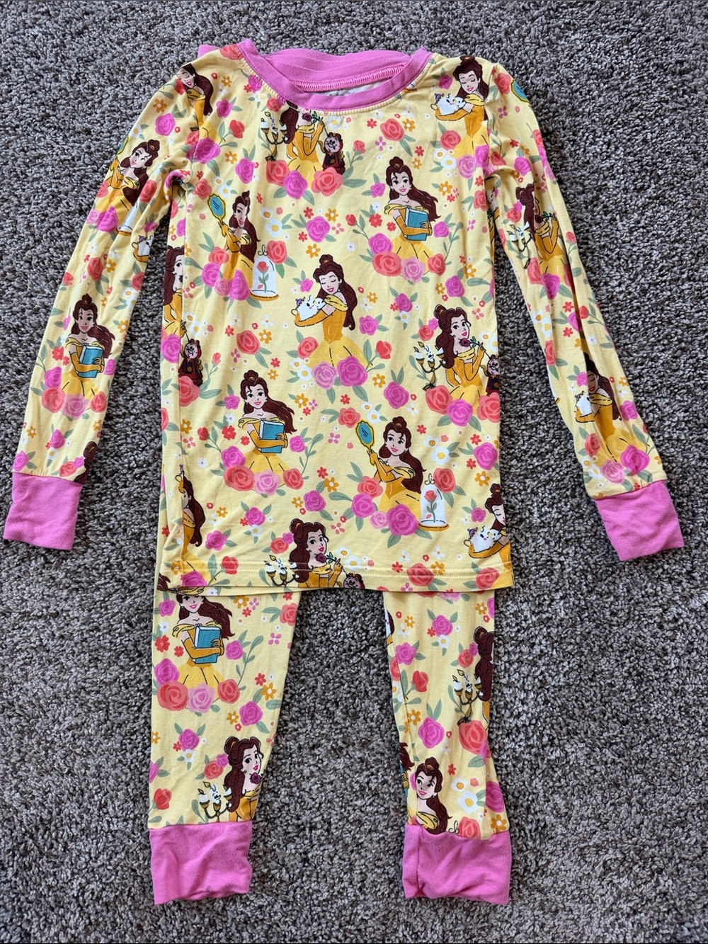 Little Sleepies Yellow & Pink Belle Floral Two-Piece Pajama Set